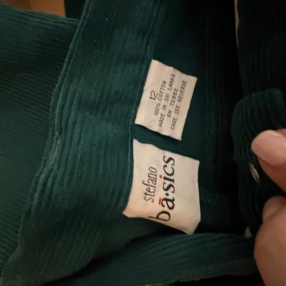 Vintage 80s 90s Stefano Basics Women's Teal Corduroy High Waisted Pants Size 12 - Picture 7 of 7